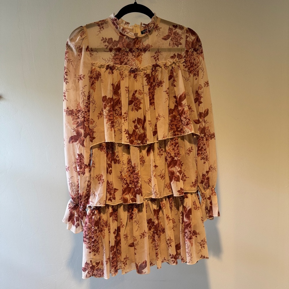 Nasty Gal Cream and Pink Floral Dress